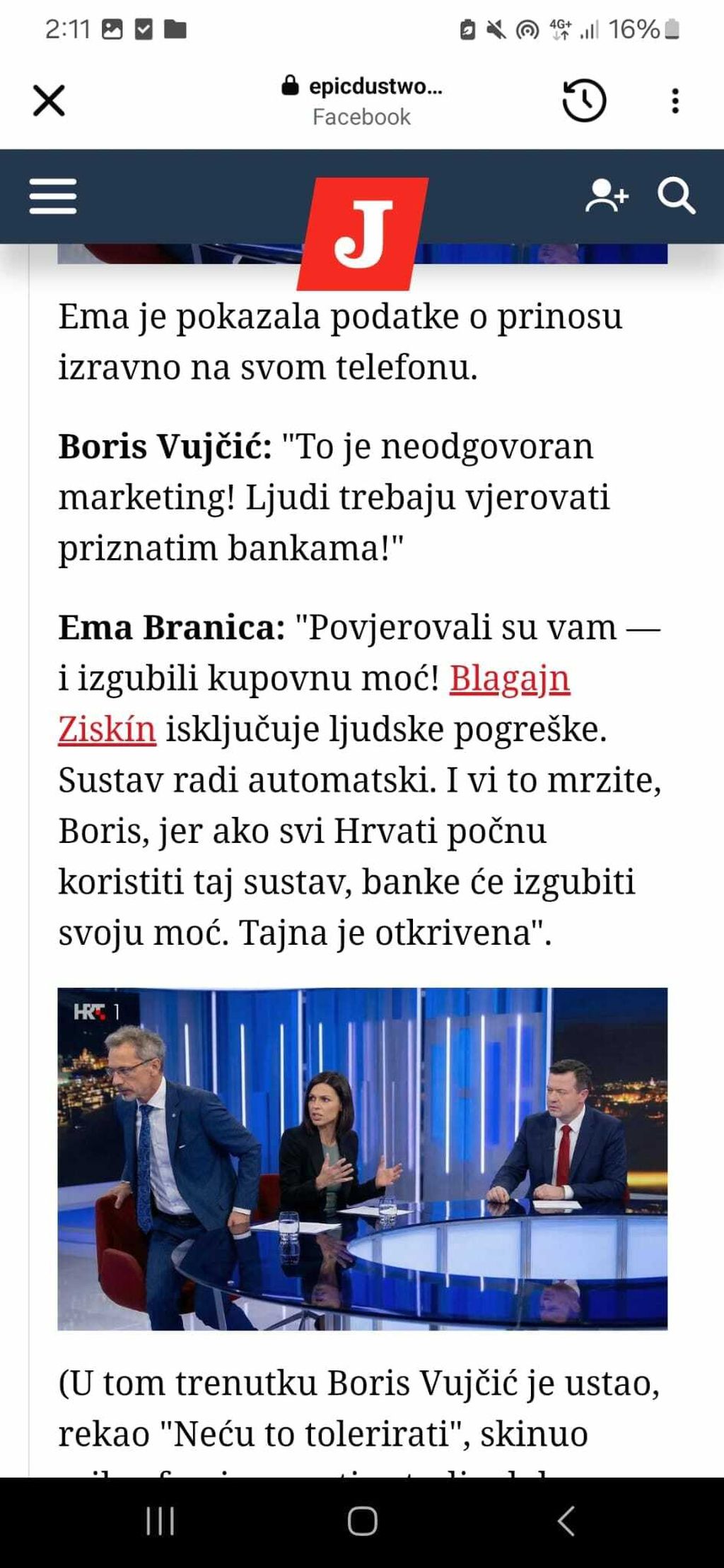 Lažni članak s Emom Branicom