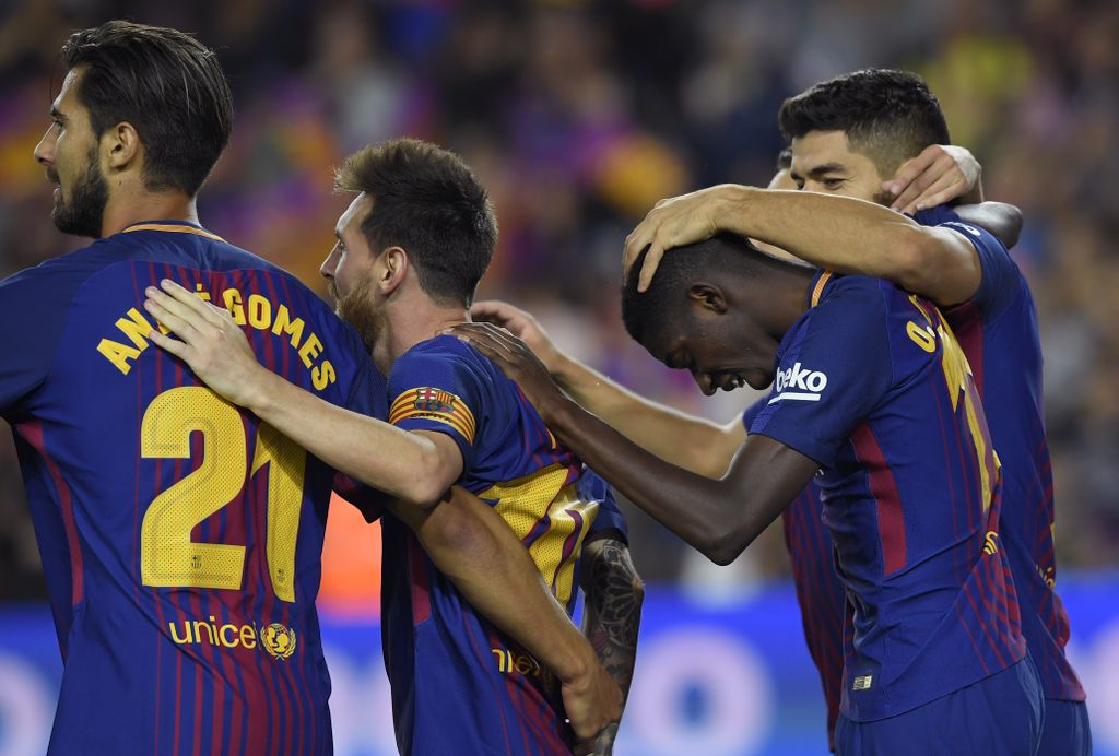 Luis Suarez, Ousmane Dembele, Lionel Messi i Andre Gomes (Foto: AFP)