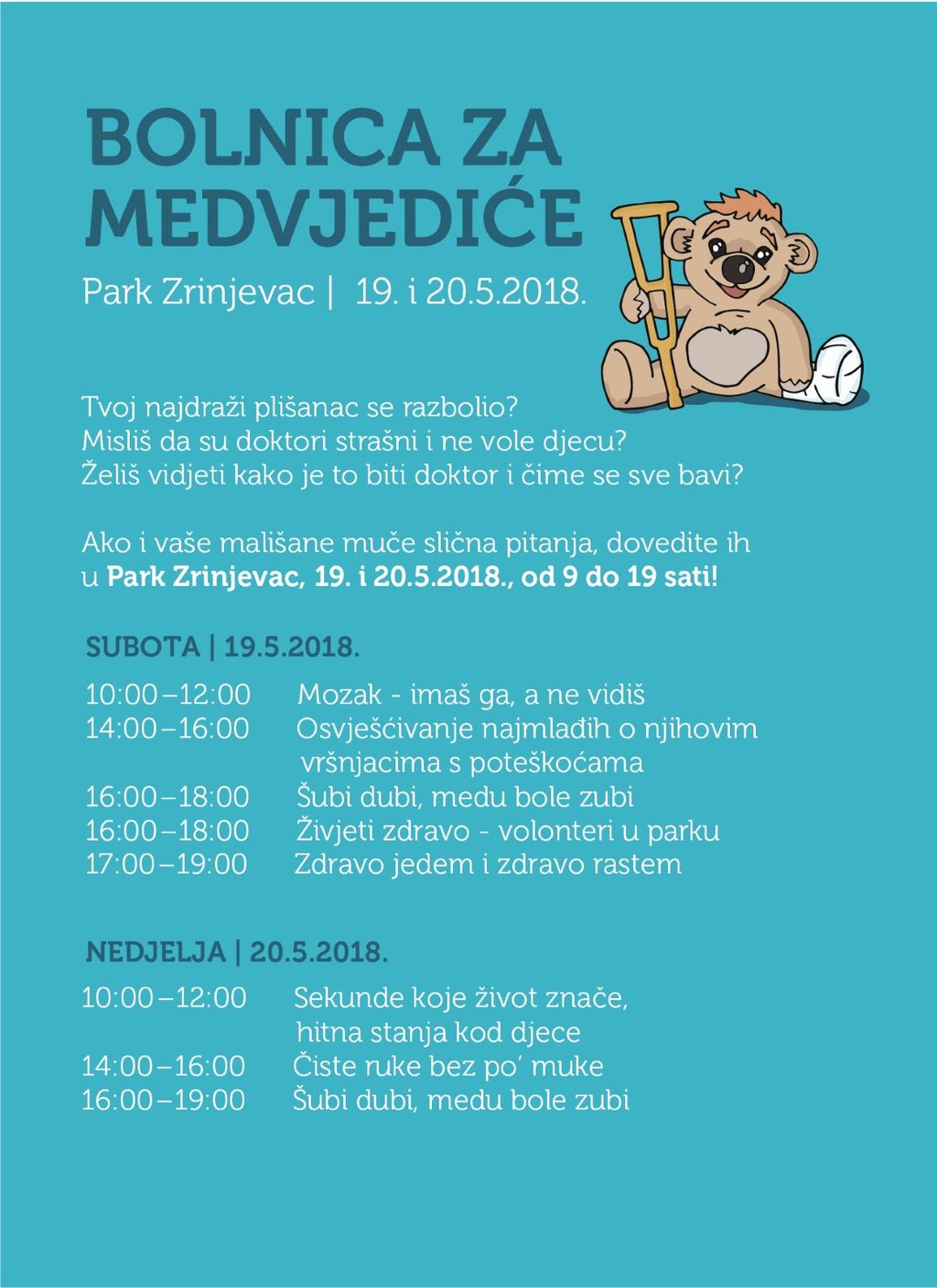 Raspored radionica 'Bolnice za medvjediće'