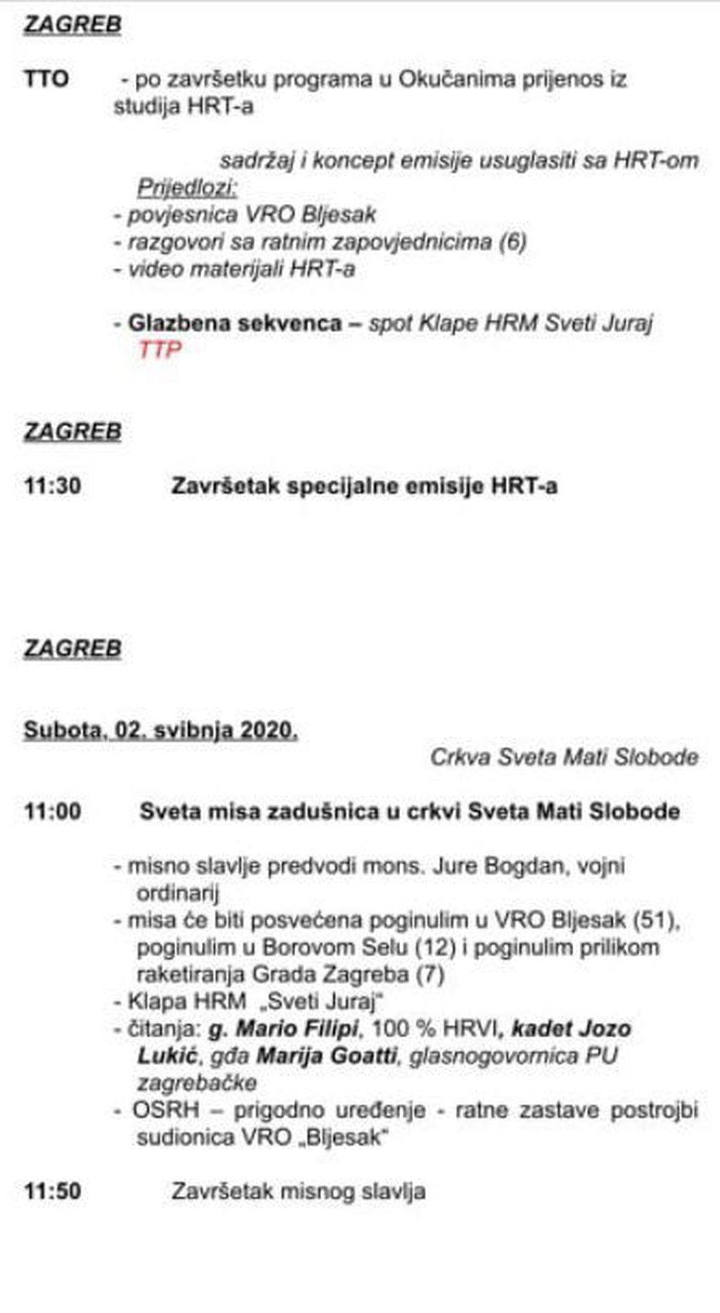 Program 25. obljetnice Bljeska - 1