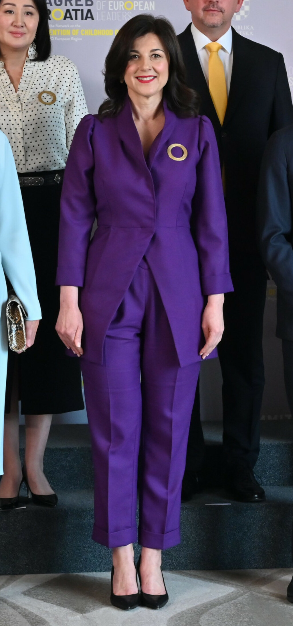 Sanja Musić Milanović u ljubičastom odijelu na Samitu supružnika europskih čelnika u Zagrebu