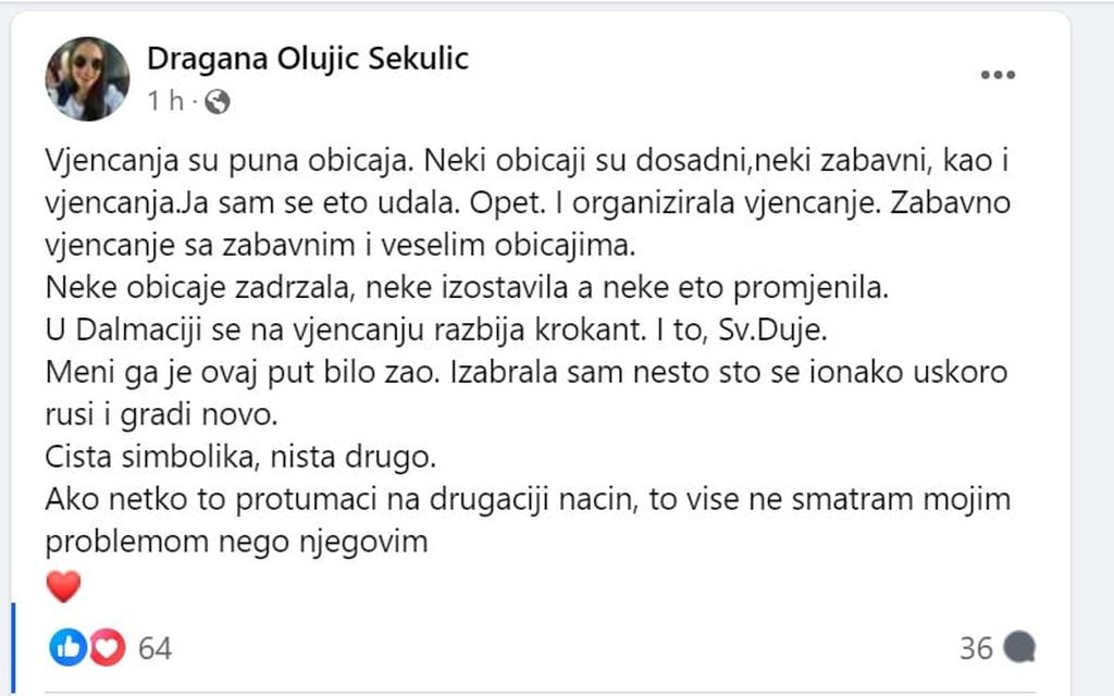 Obrisani status Dragane Olujić