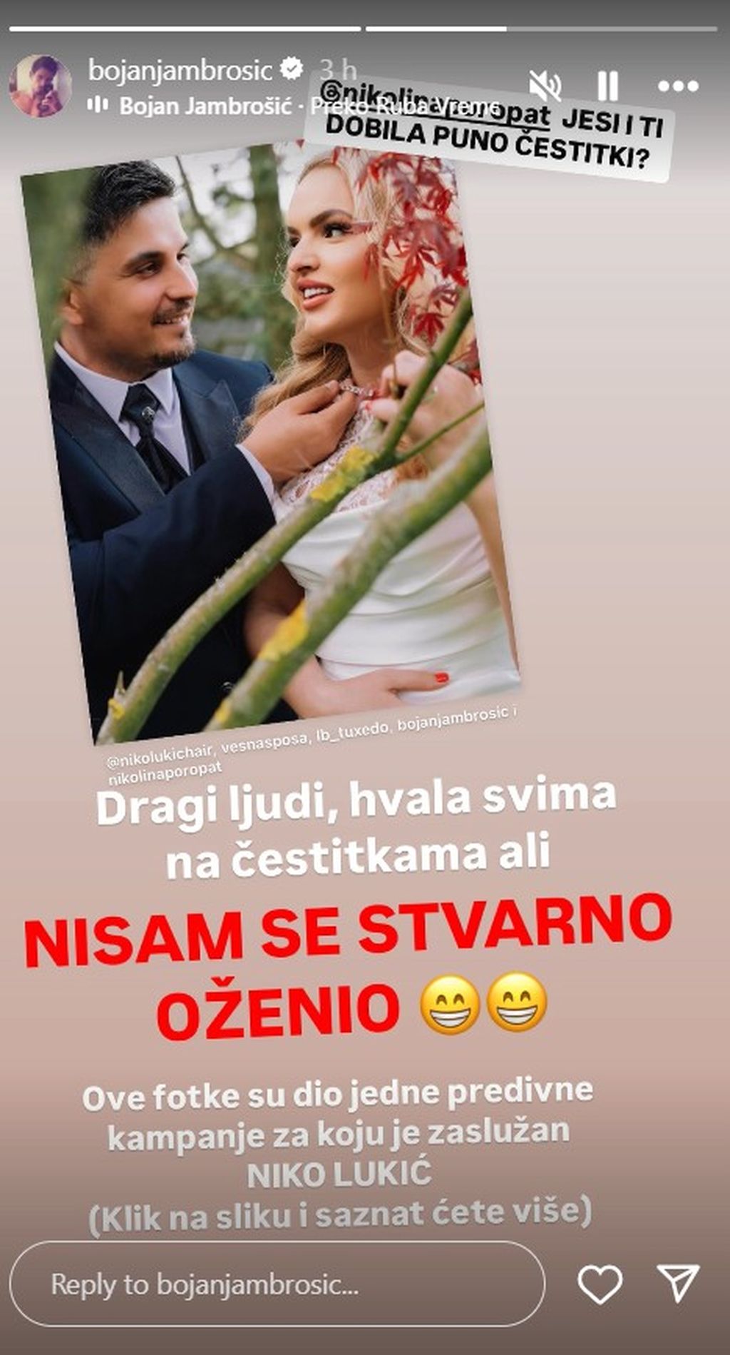 Bojan Jambrošić na Instagramu