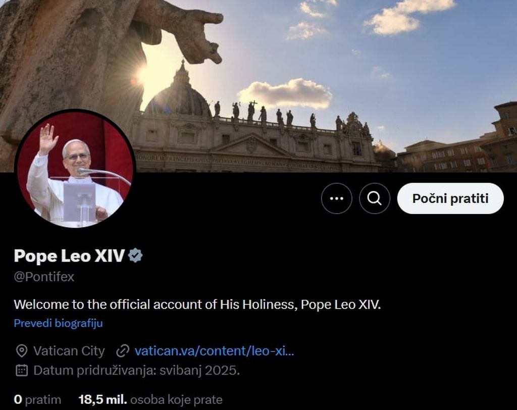 Novi profil na X-u pape Lava XIV.