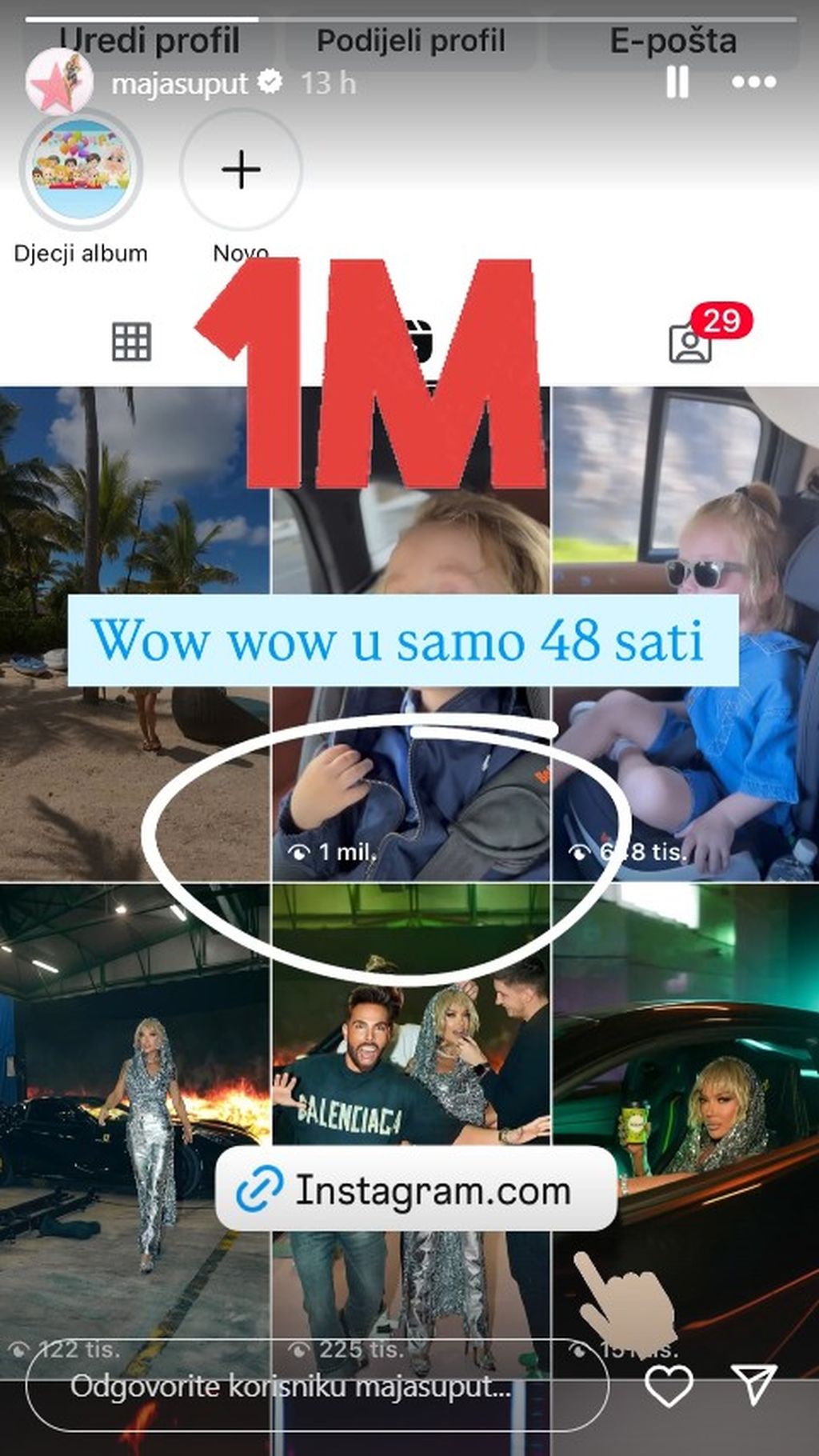 Maja Šuput na Instagramu