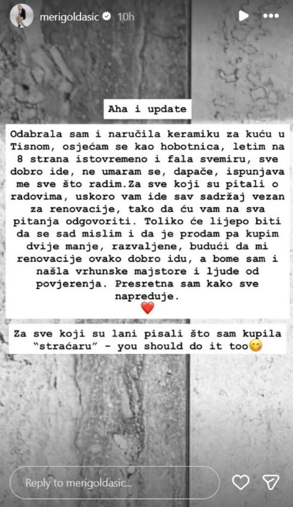 Meri Goldašić na Instagramu