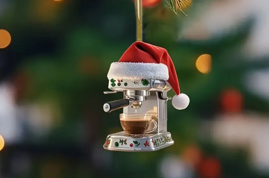 Ukras za bor u obliku aparata za kavu