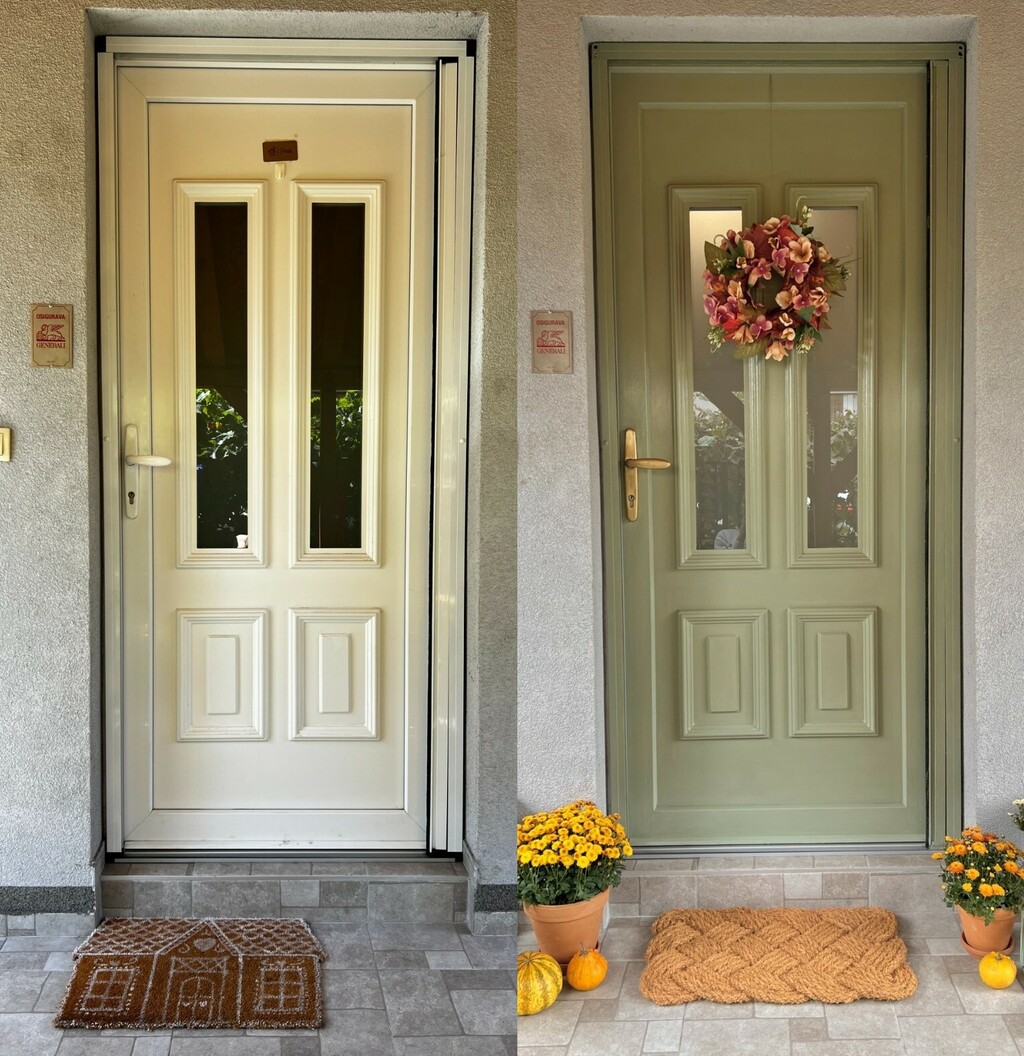 Ulazna vrata Mine Peslać prije i nakon bojenja