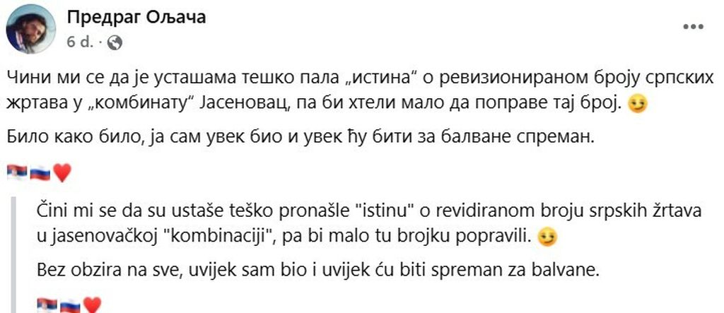 Objave uhićenog 50-godišnjaka