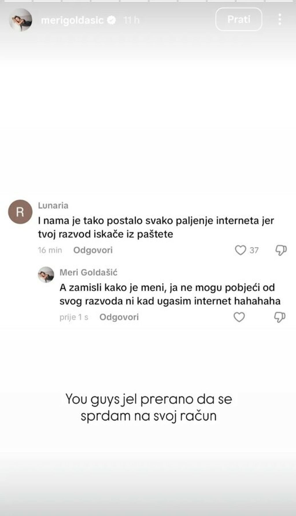Meri Goldašić na Instagramu