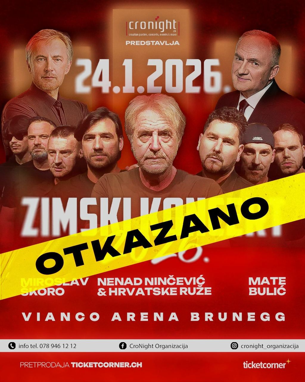 Plakat za koncert hrvatskih izvođača u Švicarskoj