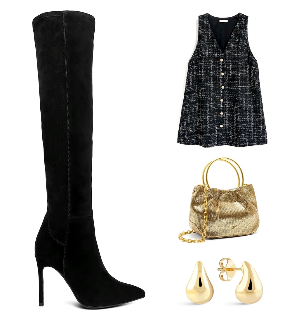 Visoke čizme u kombinaciji s haljinom od tvida