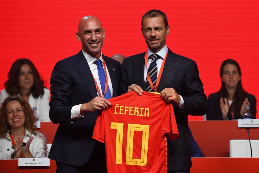 Luis Rubiales i Aleksander Čeferin, predsjednik Španjolskog nogometnog saveza i predsjednik UEFA-e (Foto: AFP)