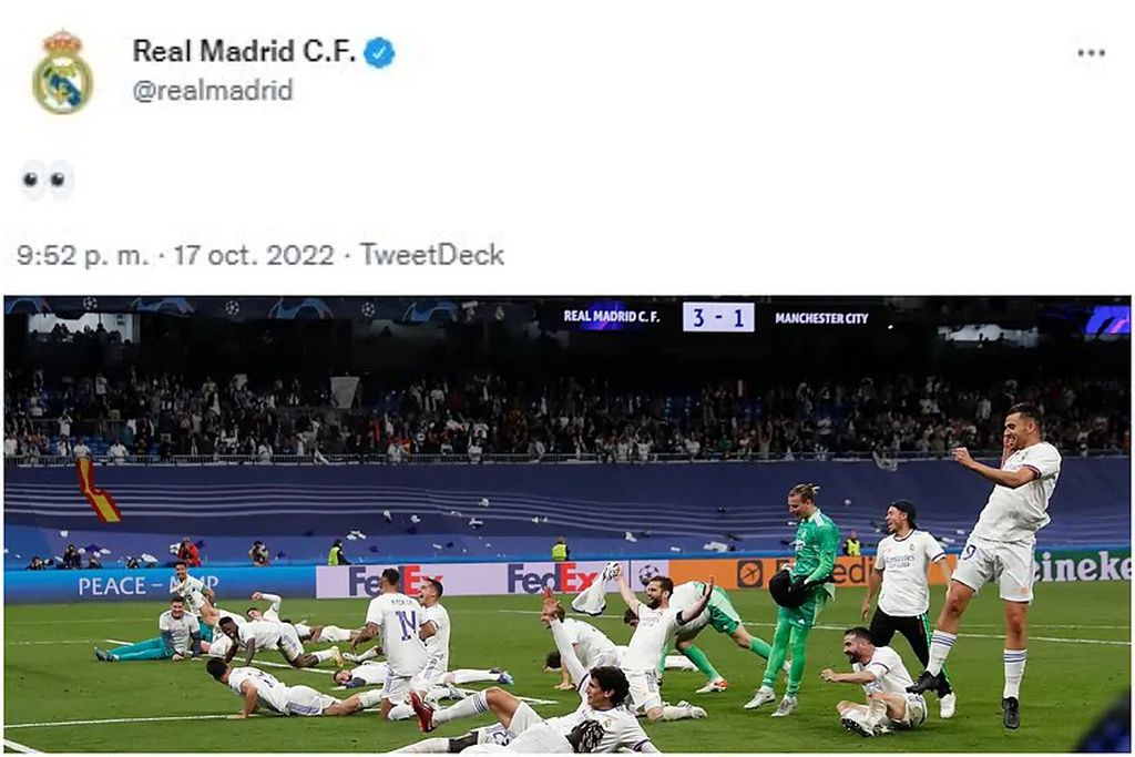 Objava Real Madrida na Twitteru