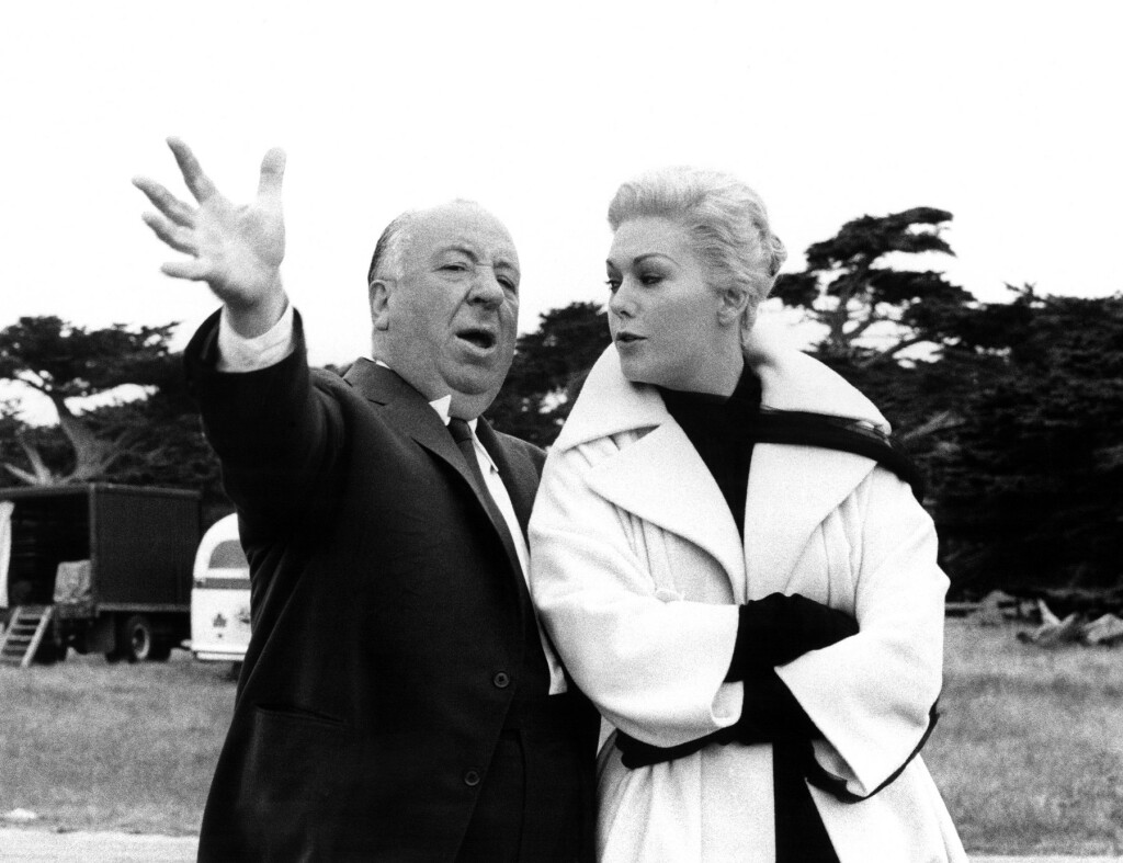 Alfred Hitchcock i Kim Novak na setu filma Vertigo