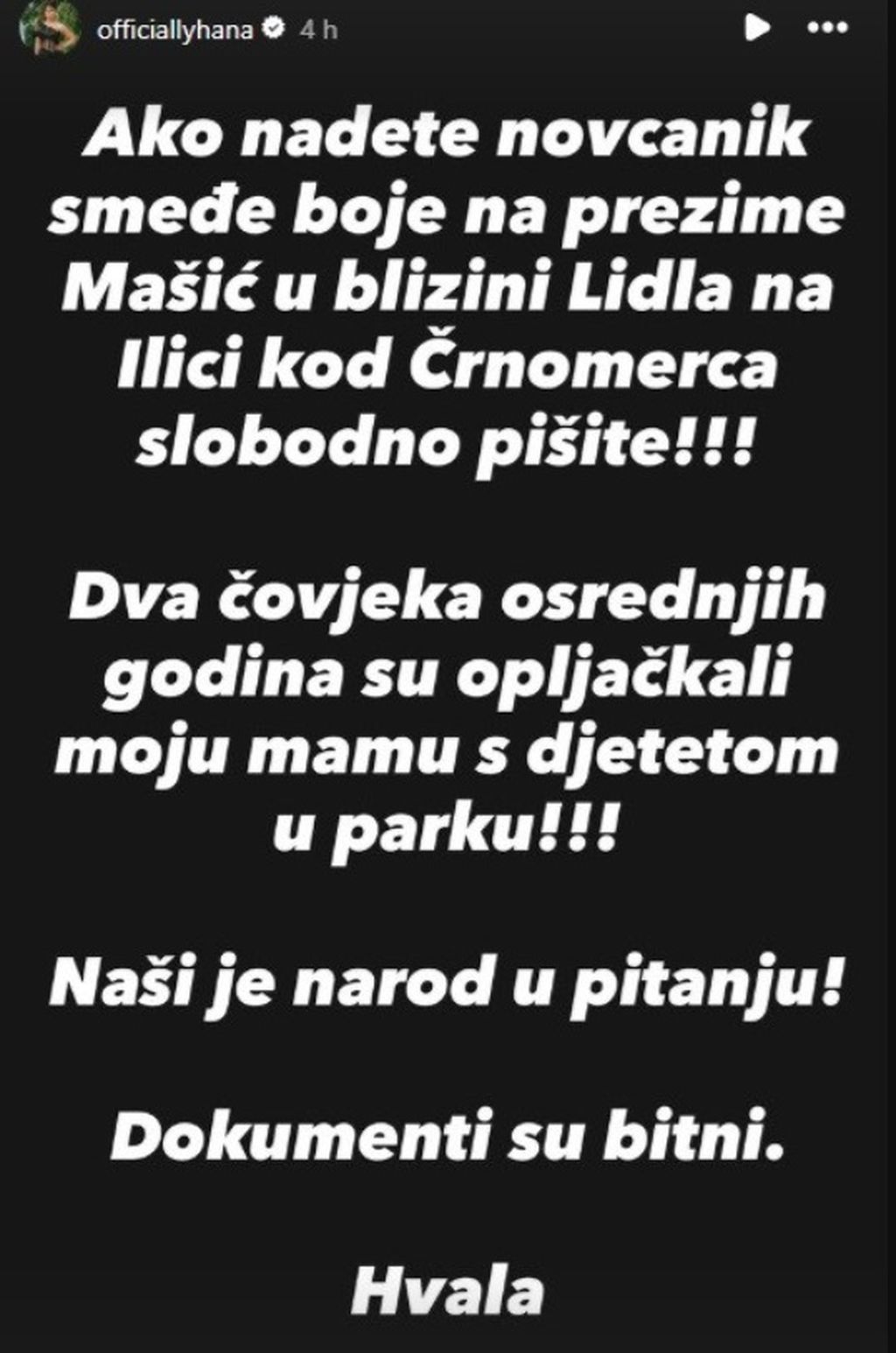 Hana Mašić na Instagramu