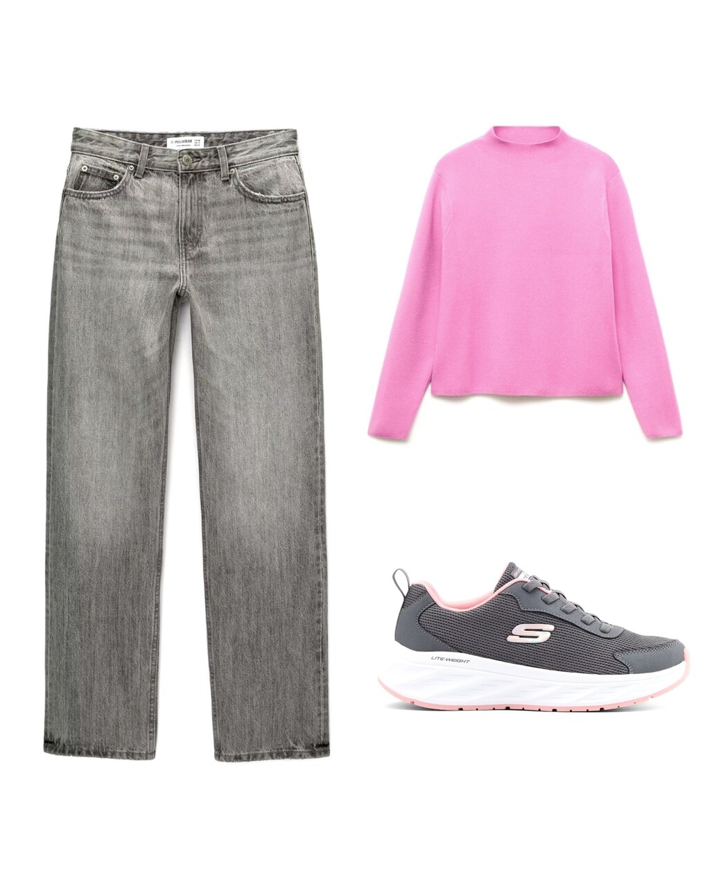 Siva i ružičasta u ležernoj kombinaciji