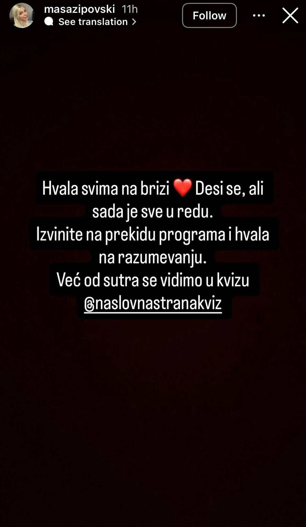 Voditeljica Bing srušila se tijekom prijenosa uživo