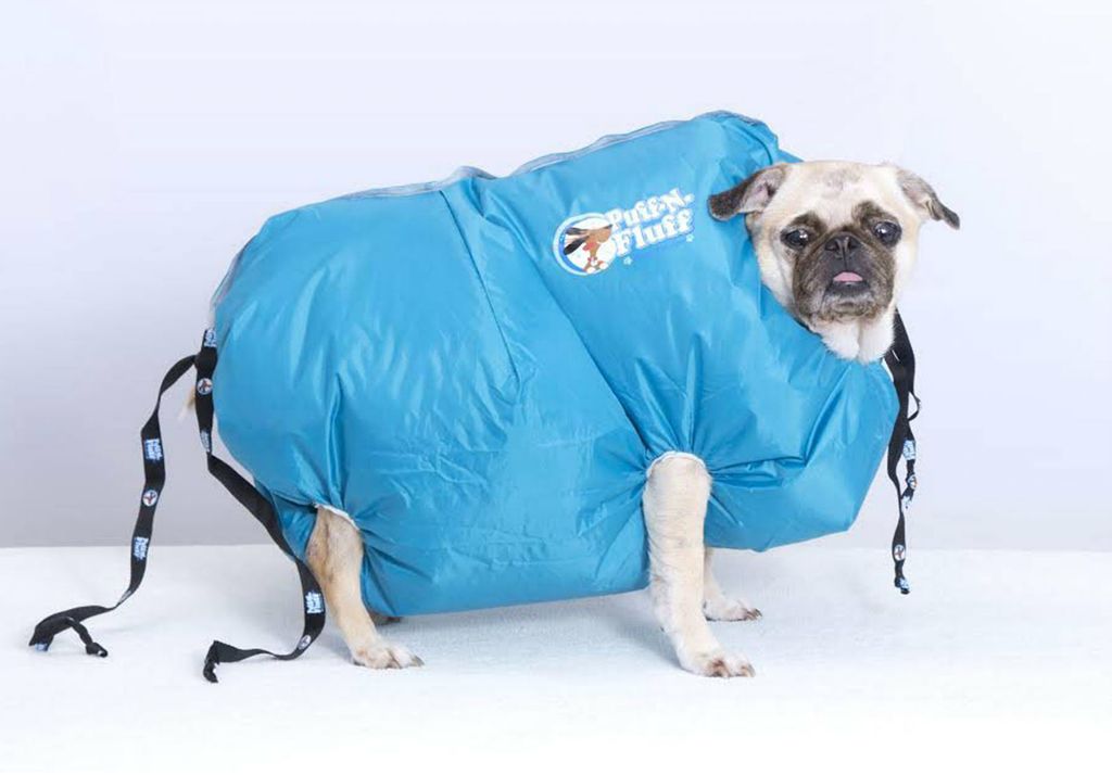 Puff-N-Fluff vreća na napuhavanje za sušenje psa dolazi u četiri veličine