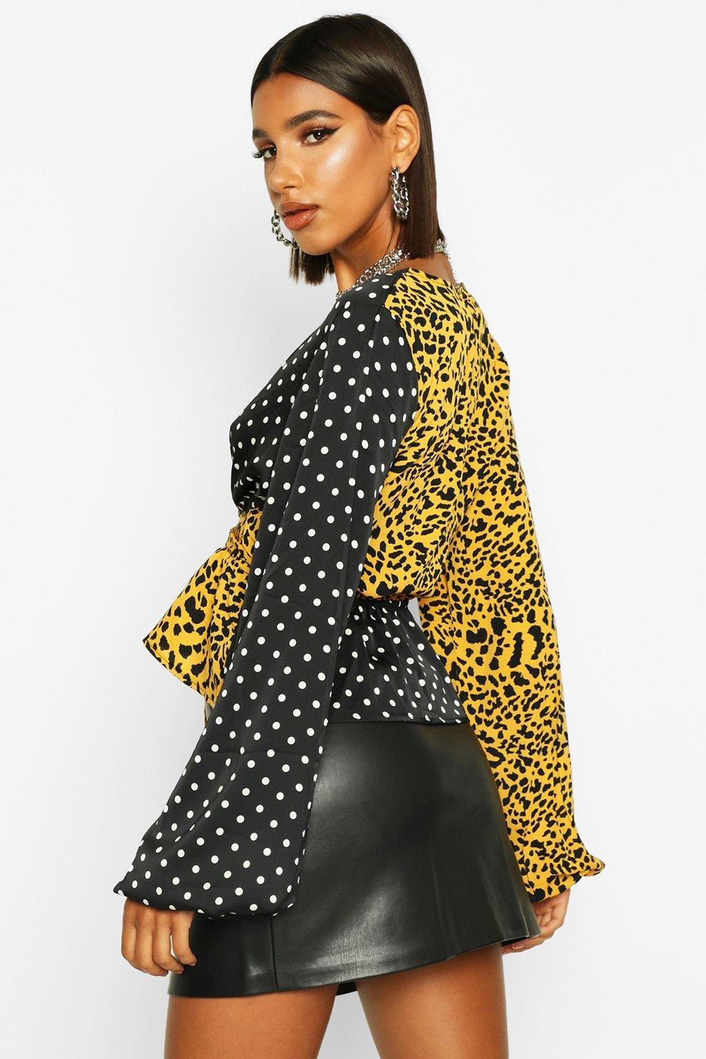 Boohoo bluza točkastog i leopard uzorka - 1