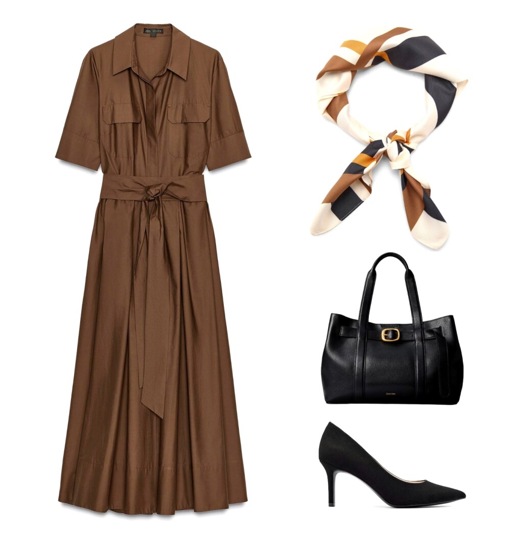 Poslovna kombinacija s haljinom i klasičnim salonkama