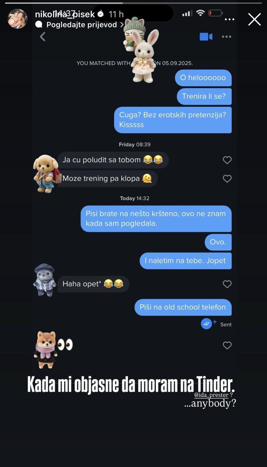 Nikolina Pišek na Instagramu