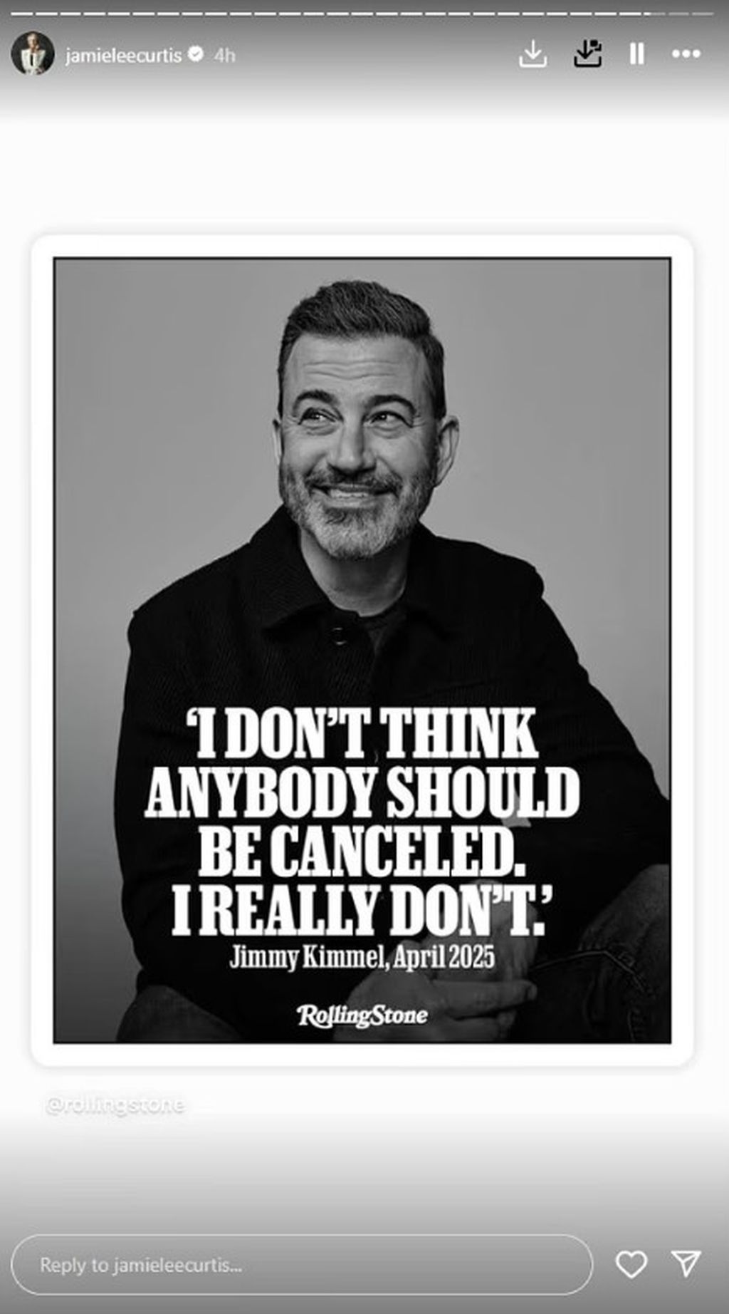 Jamie Lee Curtis na Instagramu