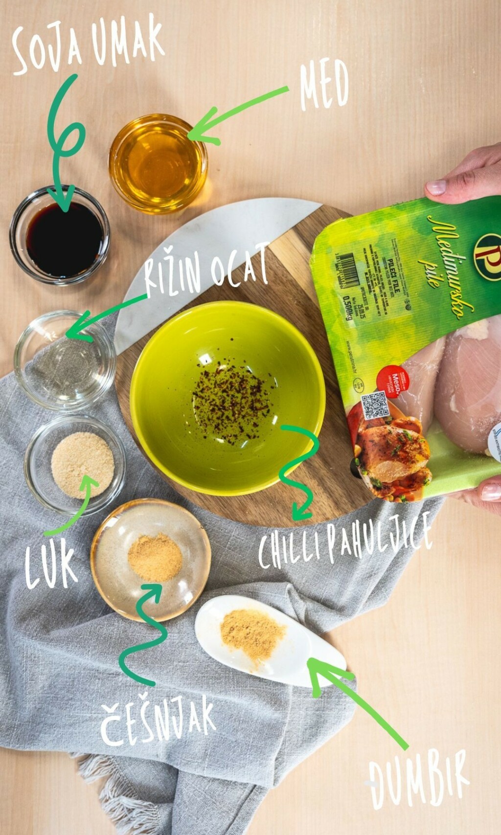 Svi sastojci potrebni za aromatični umak