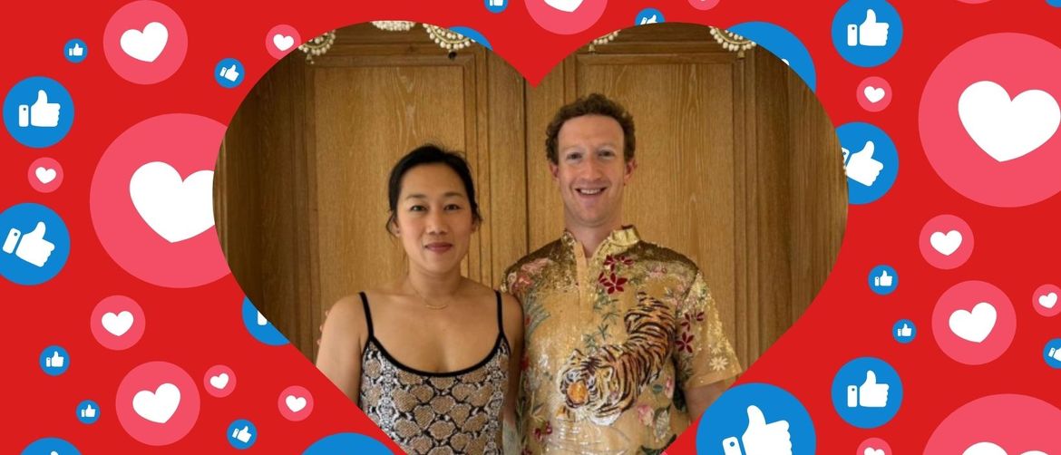 Mark Zuckerberg i njegova djevojka Priscilla Chan u okviru u obliku srca