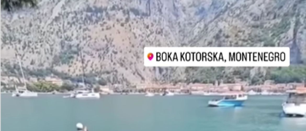 Slika plaže u Crnoj Gori i oznaka lokacije