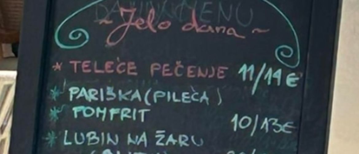 Pogreška na tabli ispred restorana