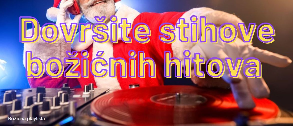 Djed Božićnjak u ulozi DJ-a kako pušta glazbu uz naslov kviza