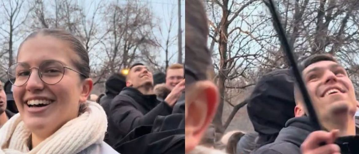 Studentice u blokadi našalile se s kolegom tijekom protesta