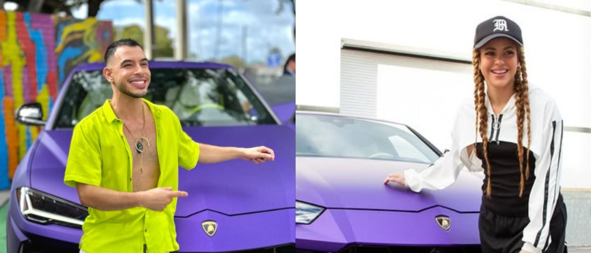 Pjevačica Shakira i osvajač njezinog ljubičastog Lamborghinija