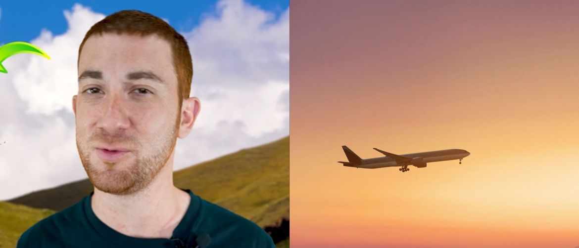 YouTuber Drew Binsky kako objašnjava putovanja i avion pri polijetanju