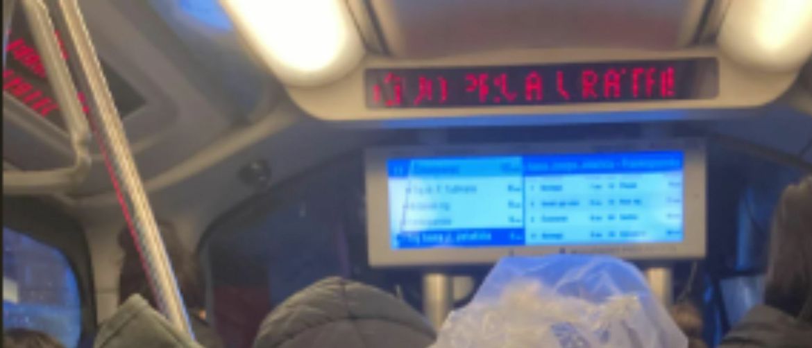 Muškarac sa svinjom preko ramena u tramvaju