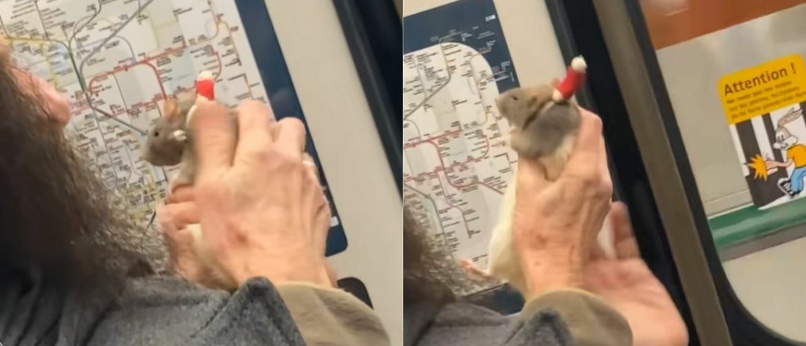 Muškarac sa štakorom u pariškom metrou