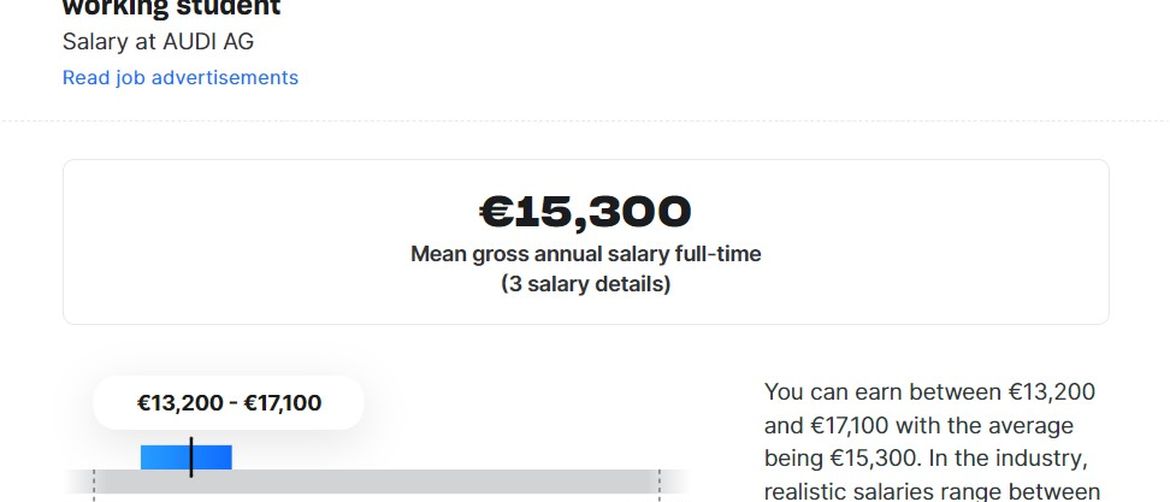 Prosječna primanja studenata u Audiju.