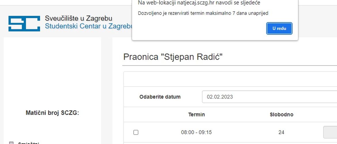 Ograničene rezervacije perilica
