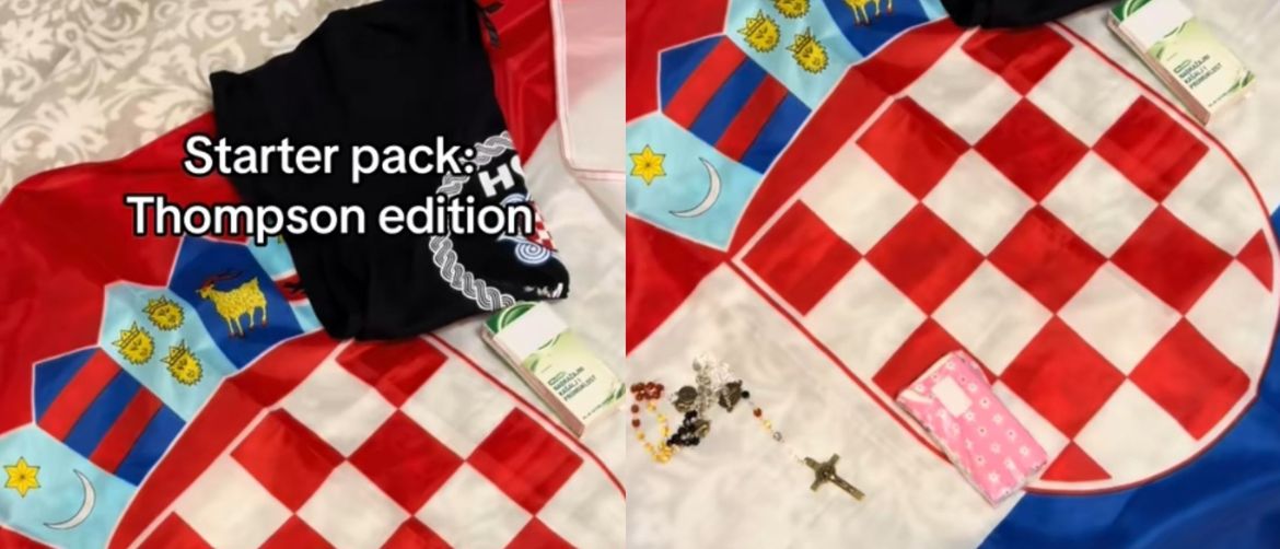 Hrvatska zastava i nekoliko predmeta na njoj