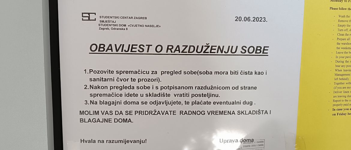 Obavijest o iseljenju