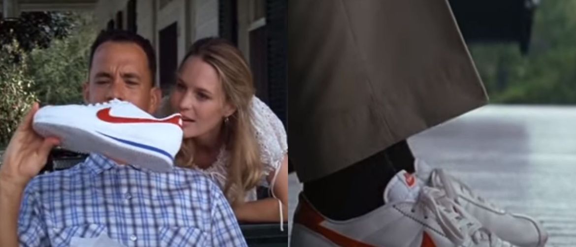 Glumac Tom Hanks u filmu Forrest Gump s tenisicom u ruci