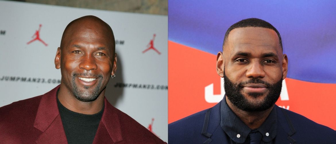 NBA košarkaši i legende Michael Jordan i LeBron James