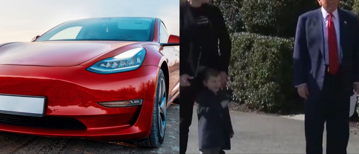 Američki predsjednik Donald Trump i Elon Musk uz automobil Tesla