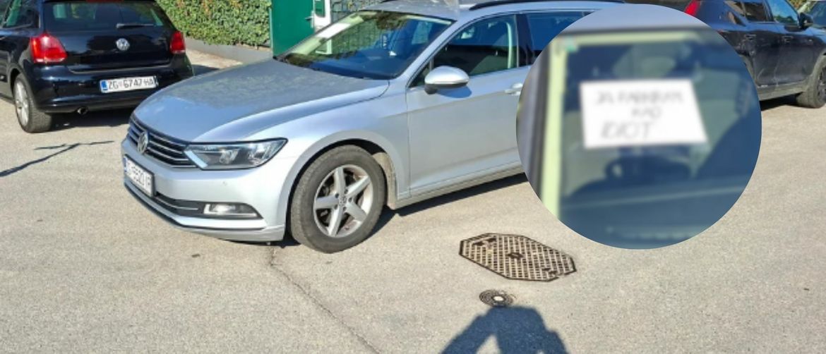 Nepropisno parkirano vozilo i natpis na staklu