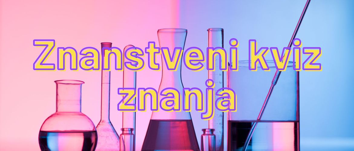 Epruvete u laboratoriju i natpis znanstveni kviz znanja