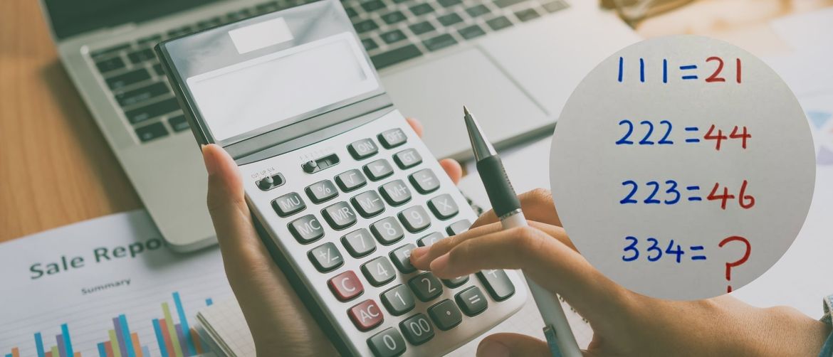 Osoba koja računa na kalkulator i matematička zagonetka