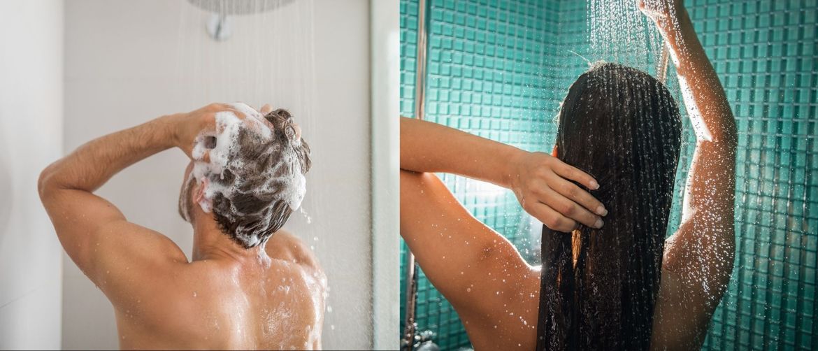 Muškarac i žena koji se tuširaju