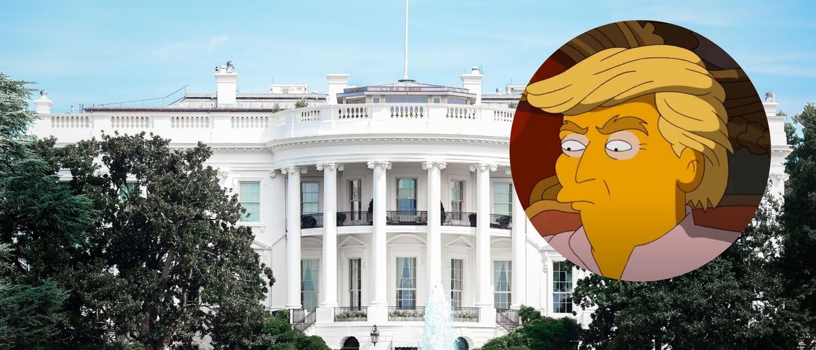 Bijela kuća u SAD-u i Donald Trump u stilu Simpsona
