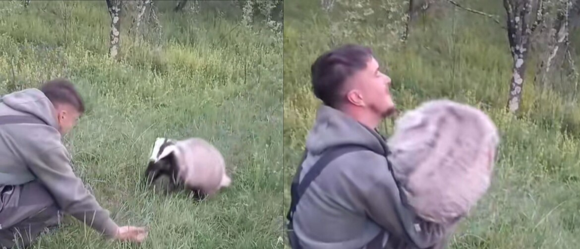 Mladić u susretu sa svojim ljubimcem jazavcem